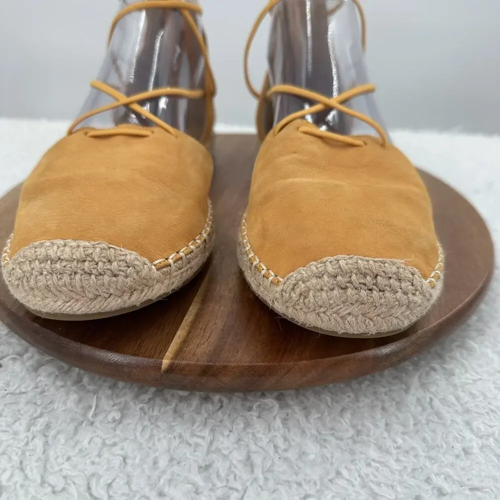 Eileen Fisher‎ Shoe Womens 8 Yellow Tan Suede Leather Elastic Flat Espadrilles